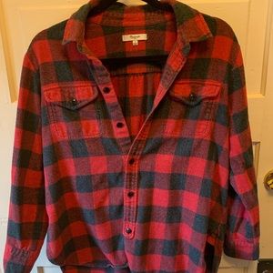 Madewell Red and Black Plaid Lumberjack Buttondown